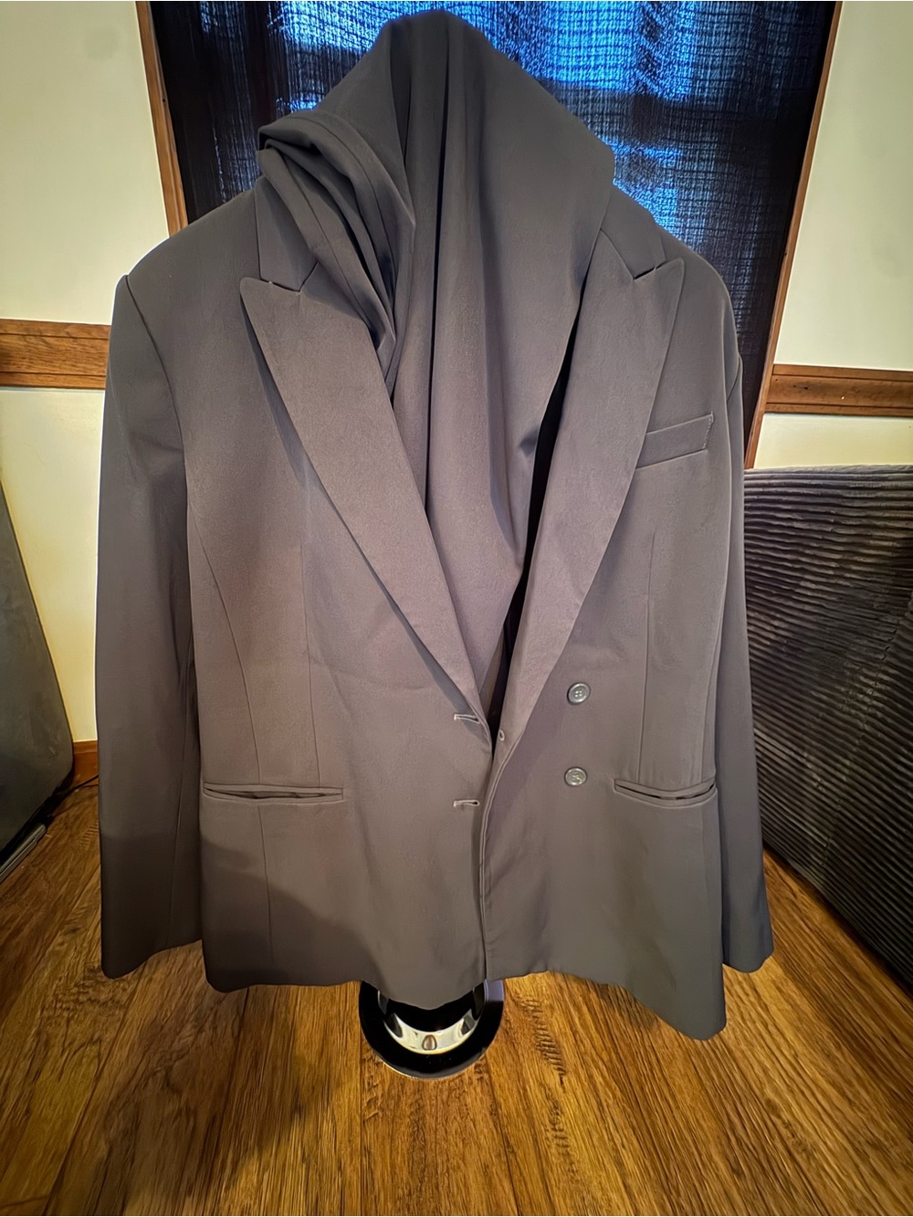 Women’s Grey Double Breasted Suit Set Blazer & Pants Size XL NWT